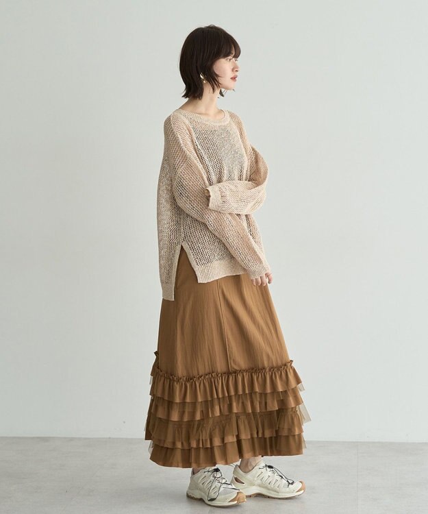 YECCA VECCA スラブメッシュルーズニット Ivory