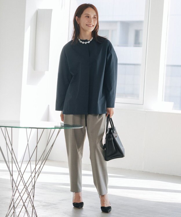 #Newans 【セレモニーにも】＜亀恭子さんコラボ＞下から着られちゃう！シュシュ付き2WAYカフスシャツ ネイビー系