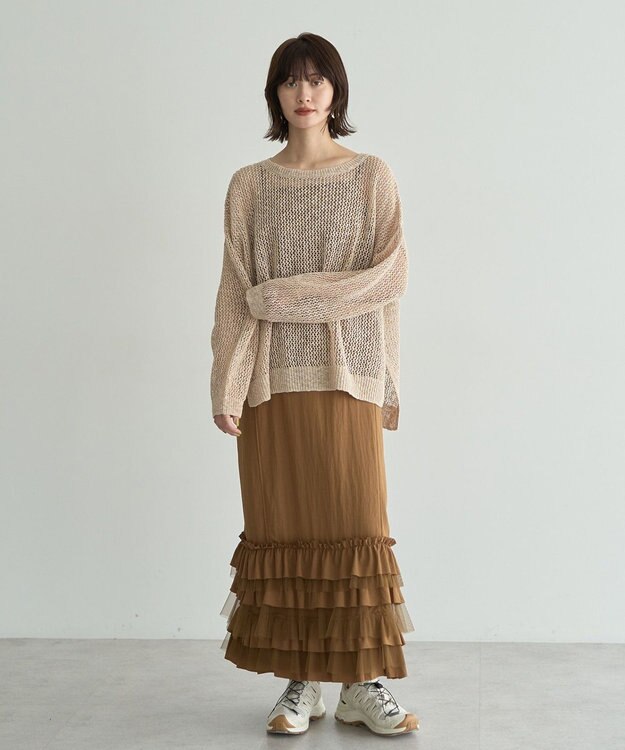 YECCA VECCA スラブメッシュルーズニット Ivory