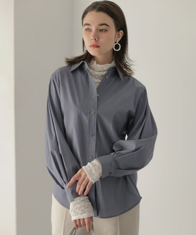 組曲 S エアリーシャーティング オーバーシャツ ユーズドブルー系