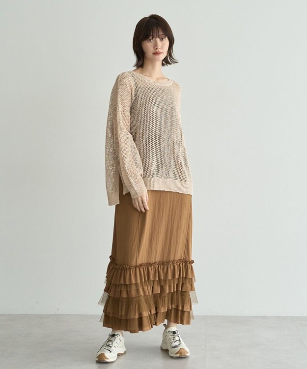 YECCA VECCA スラブメッシュルーズニット Ivory