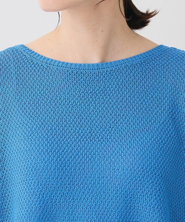 Green Parks かのこボートネック７分袖ニットプルオーバー Blue