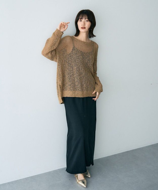 YECCA VECCA スラブメッシュルーズニット Camel