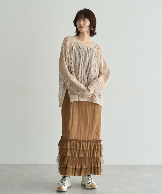 YECCA VECCA スラブメッシュルーズニット Ivory