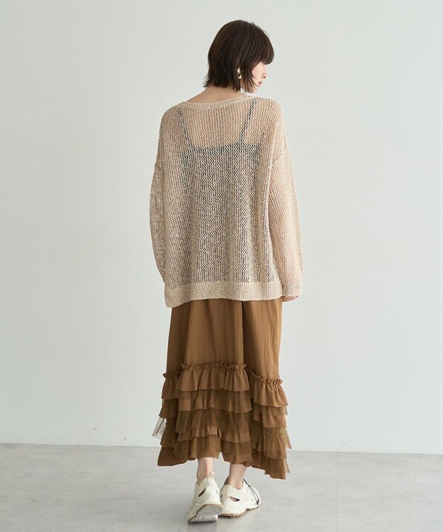 YECCA VECCA スラブメッシュルーズニット Ivory