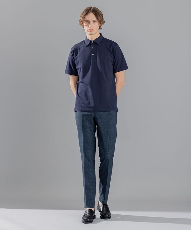 JOSEPH HOMME コンパクトサッカージャージー　ポロシャツ ネイビー系