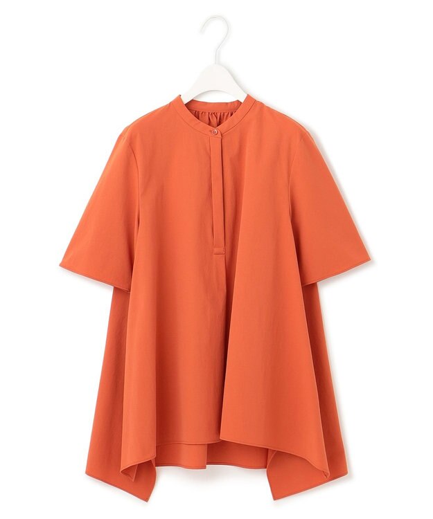 ICB 【接触冷感・UVカット・洗える】ヴィンテージスパンブロード バンドカラーブラウス テラコッタ系