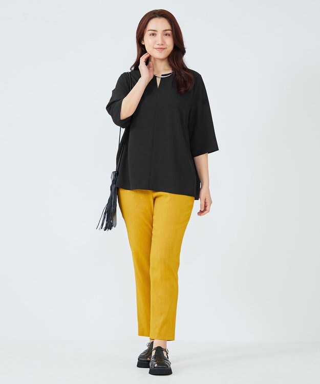 23区 L 【Lサイズ限定】ハイストレッチツイル ブラウス ブラック系