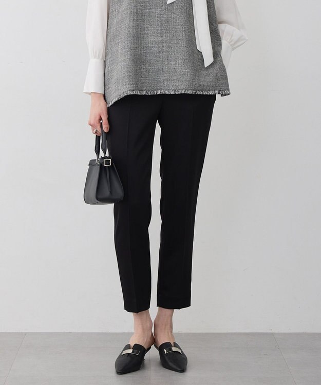 ICB アセテートダブルサテン スティックパンツ ブラック