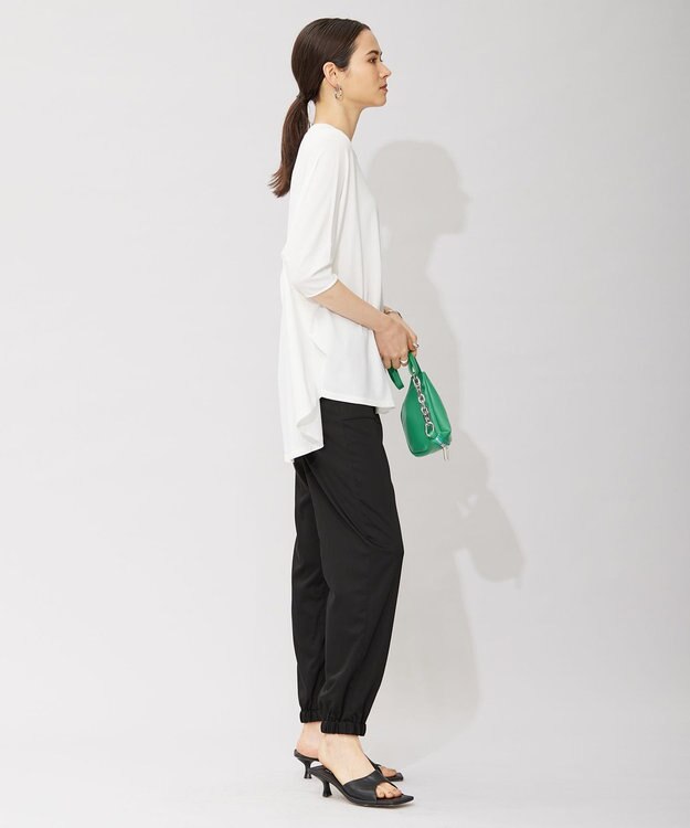 ICB 【洗える】 キュプラナイロンストレッチ ジョグパンツ ブラック系