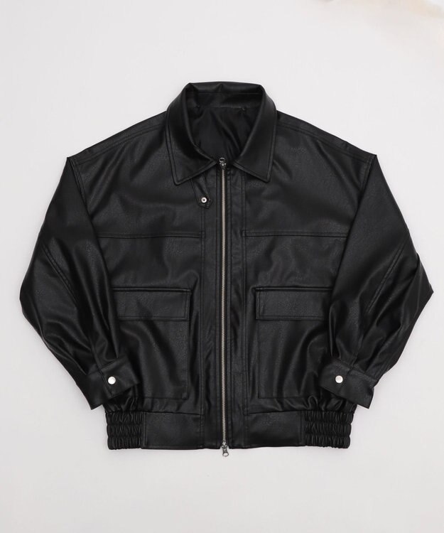 WEGO 2WAYファー襟PUジャケット ブラック