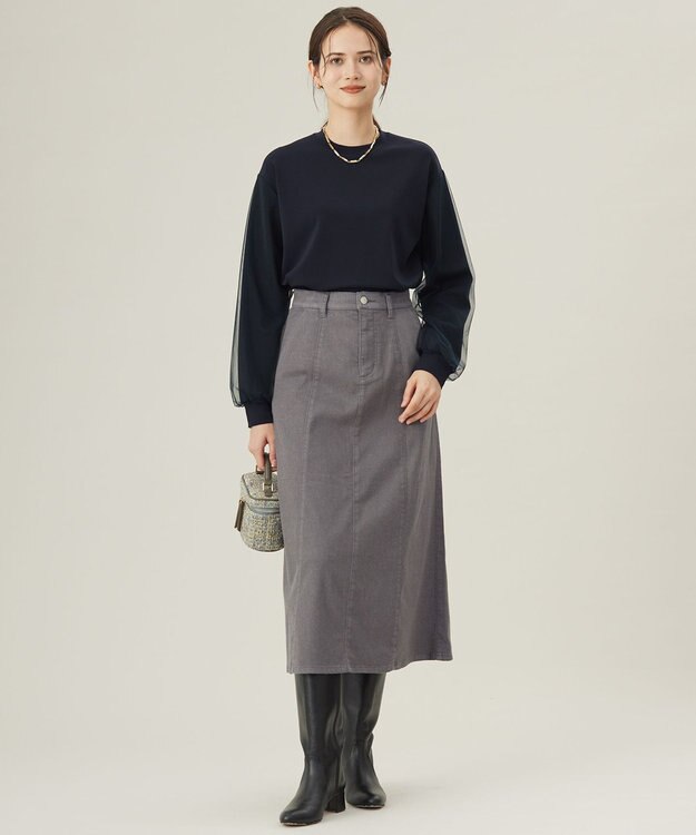 自由区 【洗える】ウスカルデニム スカート スレート