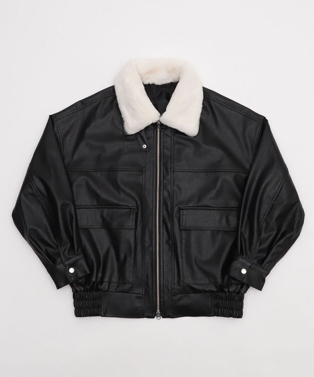 WEGO 2WAYファー襟PUジャケット ブラック