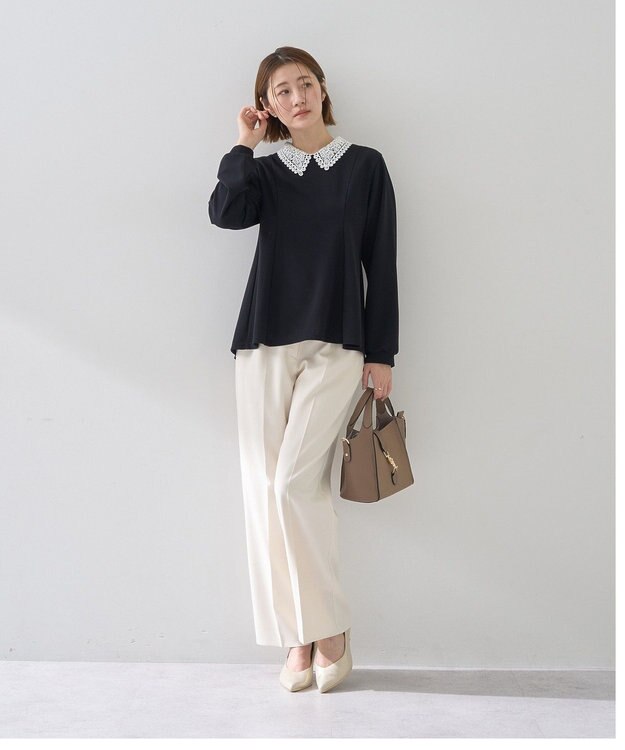 YECCA VECCA サイドベルテッドハイウエストパンツ Navy