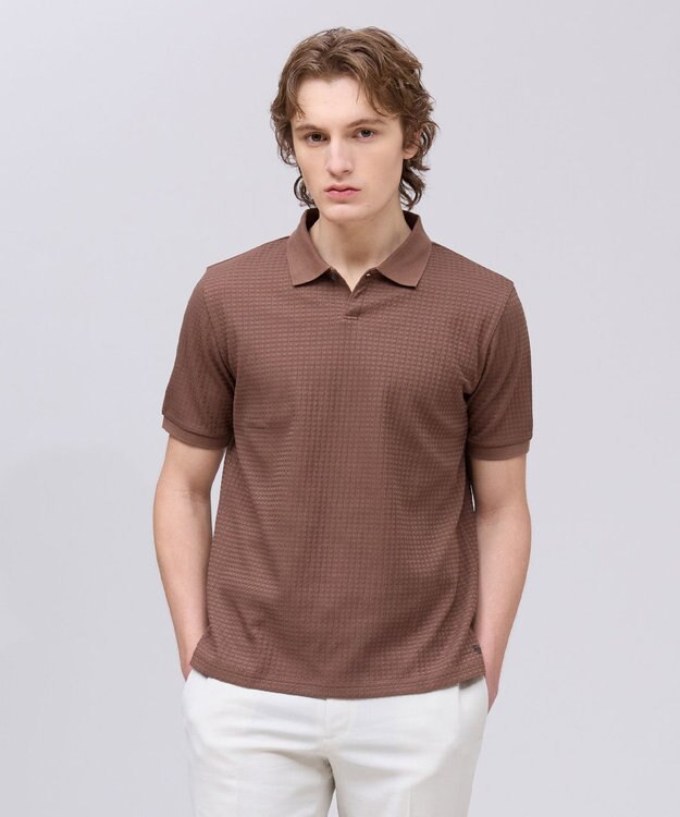 J.PRESS MEN ジャケットインの最適解【接触冷感 / 吸水速乾】【J.PRESS PREMIUM JERSEY】スキッパー ポロシャツ ブラウン系