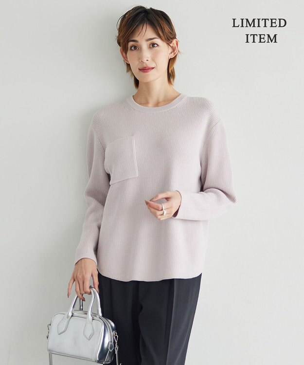 ICB 【WEB限定・洗える】ウールポリエステル クルーネックプルオーバー ピンク系