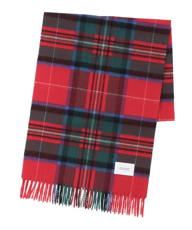 MOONBAT MACKINTOSH PHILOSOPHY(マッキントッシュ フィロソフィー）カシミヤ100％ クラシカルチェックマフラー レッド