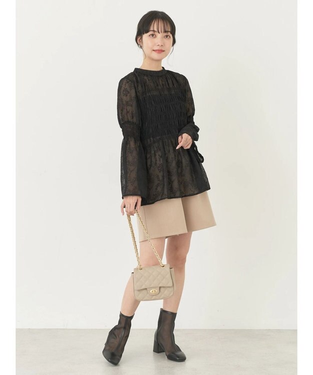 earth music&ecology ジャガードシャーリングプルオーバー Black