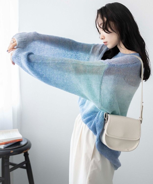 WEGO グラデーションメッシュニット ブルー