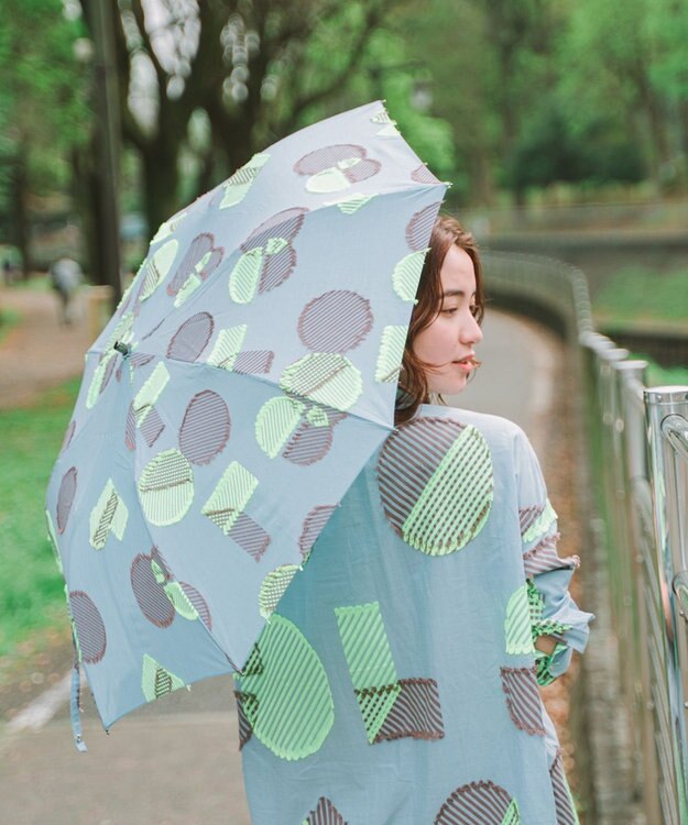 POLS 【POLS DOT】折りたたみ晴雨兼用日傘 サックス