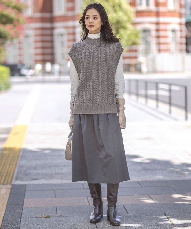 J.PRESS LADIES ウールジャージー  タートルネック カットソー ホワイト系