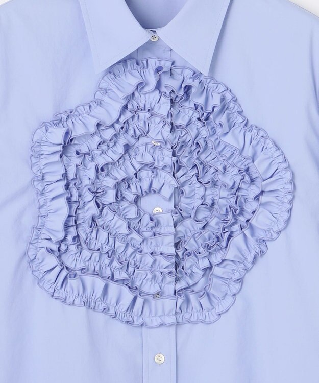 組曲 S 【組曲×setsuko sagittaire】フラワーフリルシャーティング ブラウス ベビーブルー系