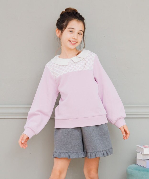 組曲 KIDS 【110-140㎝】レース トレーナー ラベンダー系