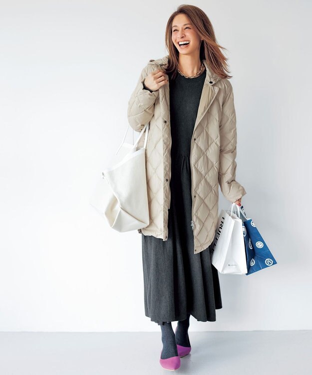 UNFILO 【新色追加】スタイルアップニット ワンピース グレー系