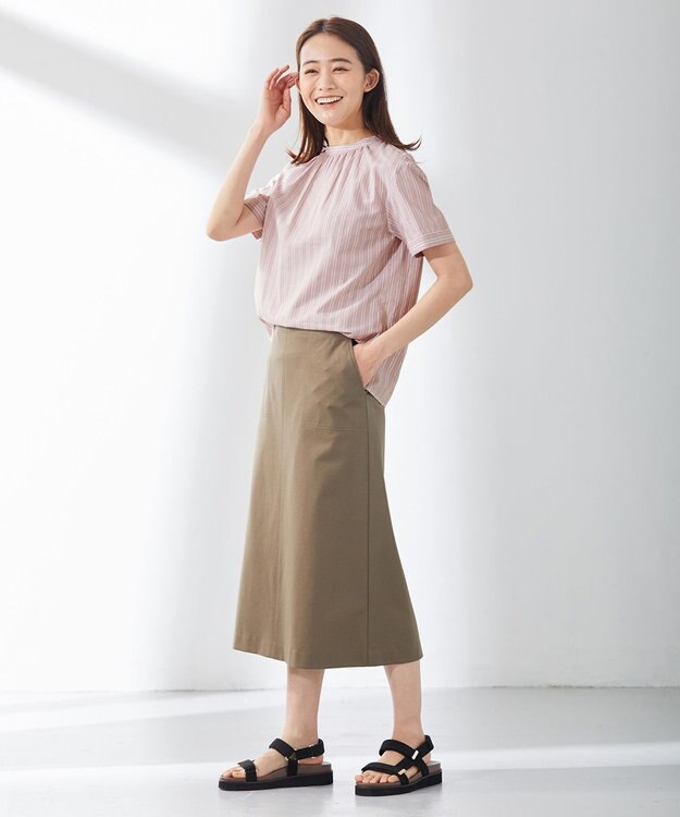 J.PRESS LADIES 【洗える】ライトカルゼハイゲージ スカート カーキ系