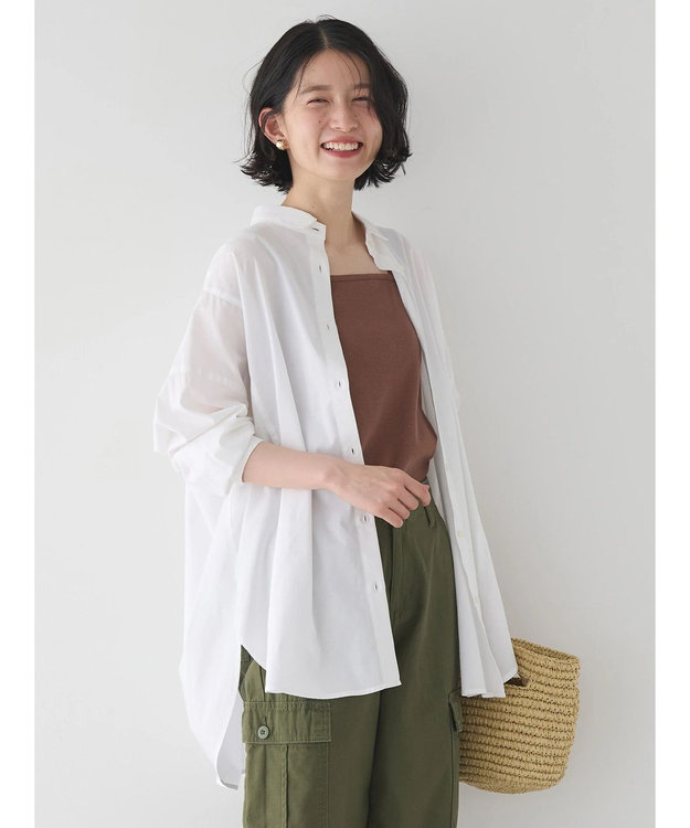 AMERICAN HOLIC 接触冷感バックギャザーシャツ Off White