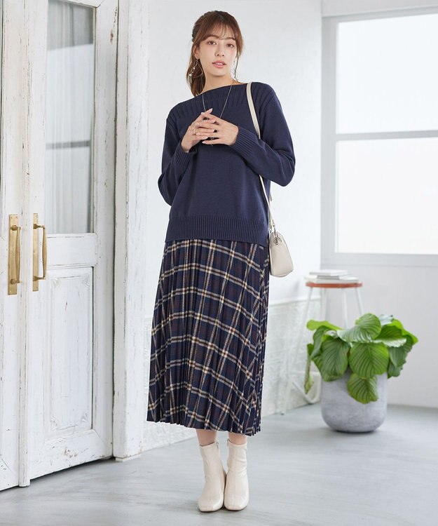 Tiaclasse 【安田美沙子さん着用】チェックプリーツスカート ネイビー