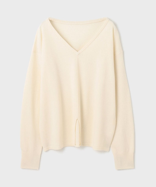 GRACE CONTINENTAL ウールVネックニットトップ ホワイト