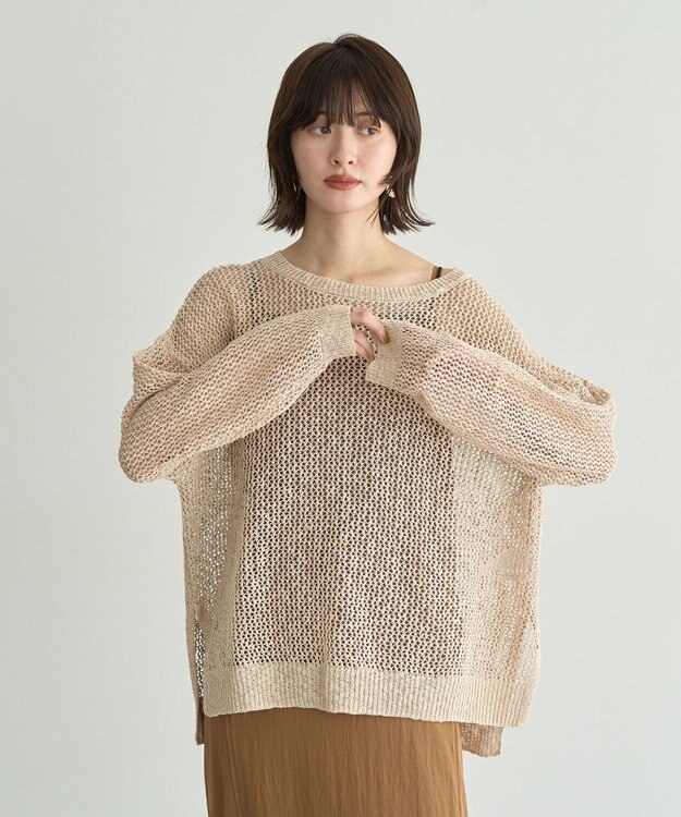 YECCA VECCA スラブメッシュルーズニット Ivory