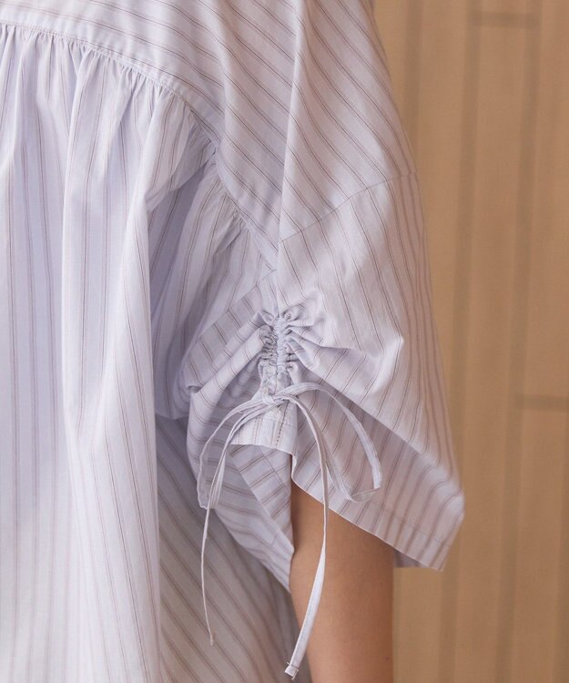 AMERICAN HOLIC 【先行予約】【WEB限定】ギャザーリボンスリーブ半袖シャツ Stripe