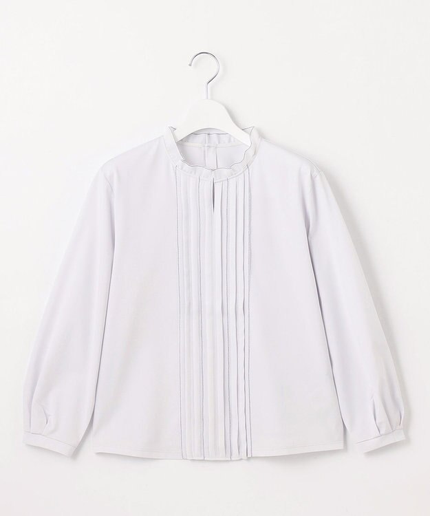 J.PRESS LADIES S 【吸水速乾】プレーティングジャージー フリル襟 カットソー ライトグレー系