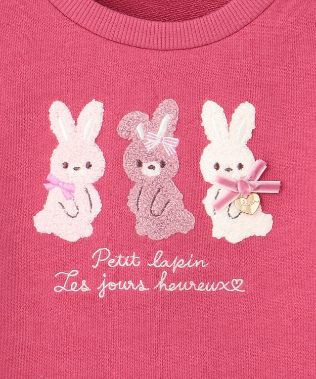 ANY KIDS 【らくっトレーナー】アニマル 裏毛 サガラ刺しゅう トレーナー チェリー（ウサギ）