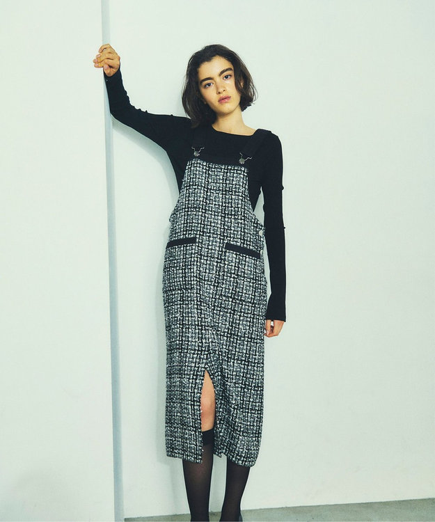 GRACE CONTINENTAL ミディツイードジャンパースカート バイカラー