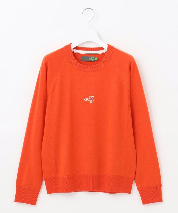 PW CIRCULUS 【WOMEN】【洗える】ロゴ ラグランスリーブ クルーネック ニット オレンジ系