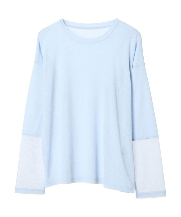 Green Parks 袖チュールドッキングプルオーバー Sax