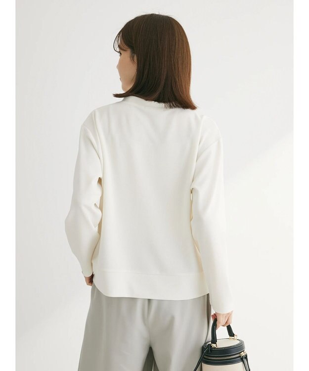 Green Parks カットジョーゼットドットボタンカーディガン Off White