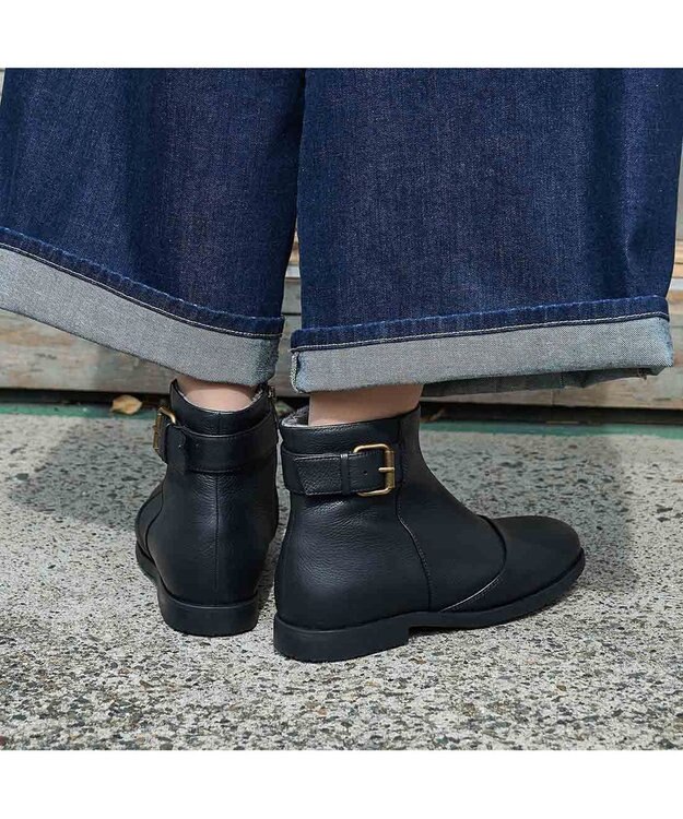 ing <ing>【WEB限定】ベルトデザインショートブーツ ブラック