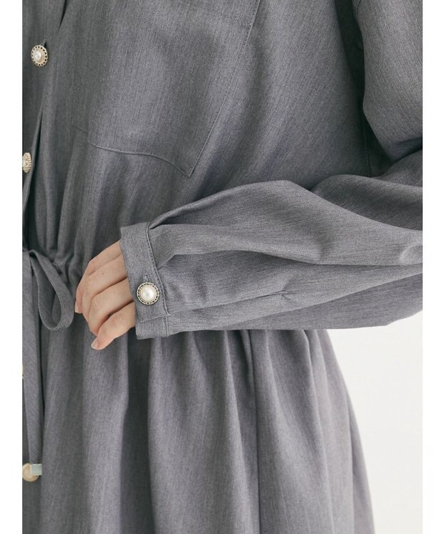 Green Parks ・ＥＬＥＮＣＡＲＥ　ＤＵＥ　Ｖネックイロイロ釦ワンピース Gray Mixture