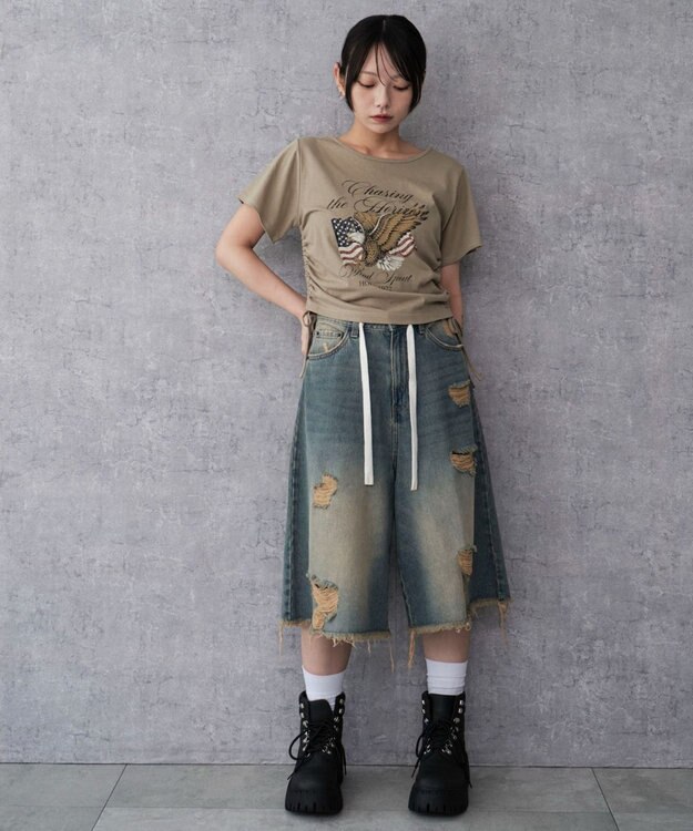 WEGO ヴィンテージライクドロストちびT ベージュ