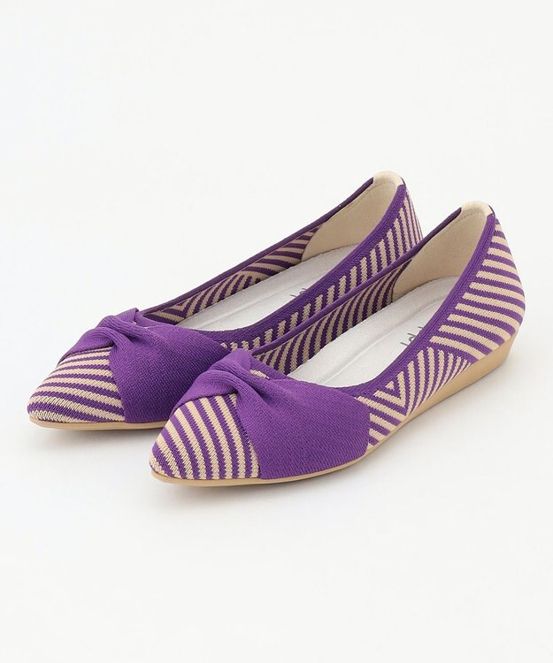 steppi 【洗える/撥水】リボン ポインテッド パンプス パープル