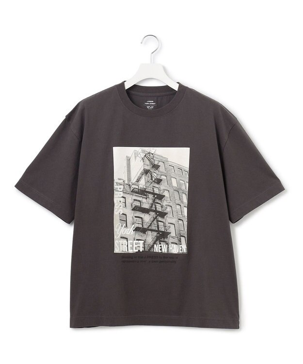 J.PRESS YORK STREET 【UNISEX】フォトプリントTシャツ ”New Yourk street” グレー系