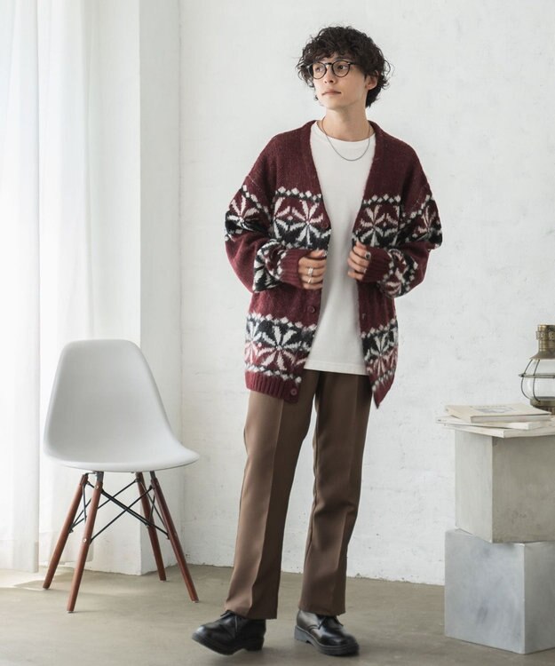 WEGO モヘアライク総柄BIGカーディガン 柄5