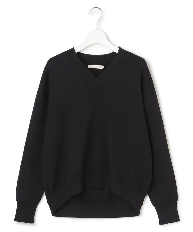 ICB 【先行予約】 コットンポリエステルスムース Vネックニット ブラック