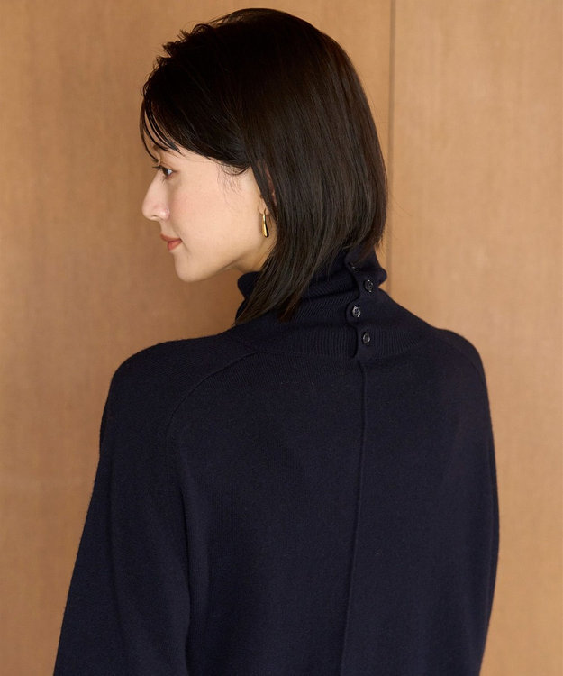 UNFILO カシミヤビスコース ニットタートル ネイビー