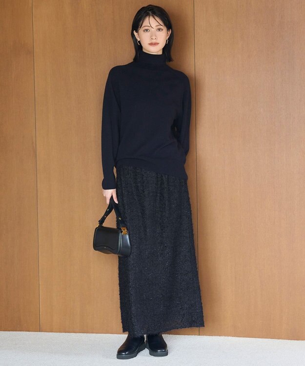 UNFILO カシミヤビスコース ニットタートル ネイビー