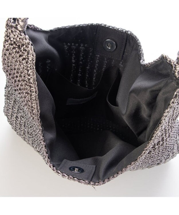 UNBILLION カシュカシュ cachecache / メタリックコード柄編みワンハンドルトート ダークシルバー